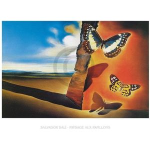 Kunstdruk Salvador Dali - Paysage aux Papillons 80x60cm