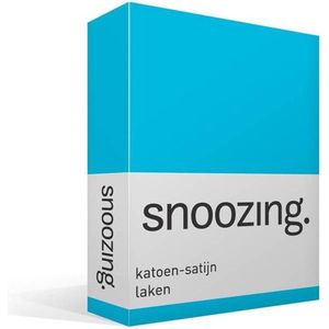 Snoozing - Katoen-satijn - Laken - Lits-jumeaux - 280x300 cm - Turquoise