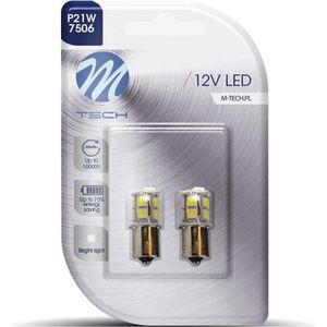 M-Tech LED - BA15s 12V - Basic 13x Led diode - Wit - Set