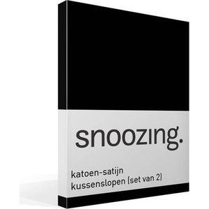 Snoozing - Katoen-satijn - Kussenslopen - Set van 2 - 40x60 cm - Zwart