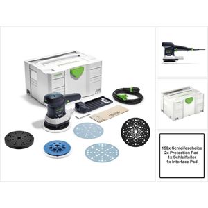 Festool ETS 150/5 EQ-Plus excenterschuurmachine 310 W 150 mm + 150x schuurschijf + 2x steunschijf + steunschijf + steunschijf + systainer