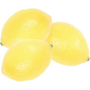 Set van 3x stuks nepfruit/Kunstfruit/deco fruit gele citroen 8 cm - Fruitschaal maken