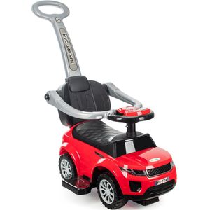 COIL Loopauto voor kinderen, Kinderauto, auto met claxon en muziek, opbergruimte onder de stoel, lichte loopauto met duwbeugel, 3in1, tot 27 kg, vanaf 12 maanden, rood