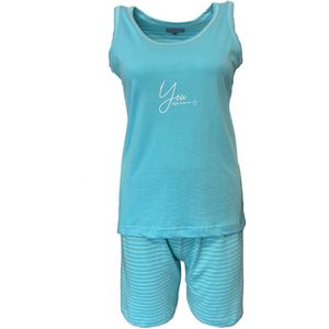 Cocodream - Dames shortama - Mouwloos - Turquoise - Maat L