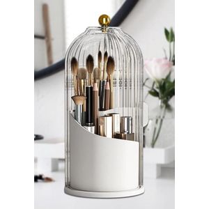 360° Rotating Cosmetic Organiser Brush Holder with Lid for Makeup, Eyeliner Brushes, Lipstick - Bathroom and Decoration Organizer