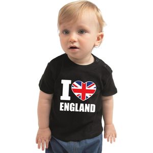 I love England baby shirt zwart jongens en meisjes - Kraamcadeau - Babykleding - Vereningd Koninkrijk landen t-shirt 68