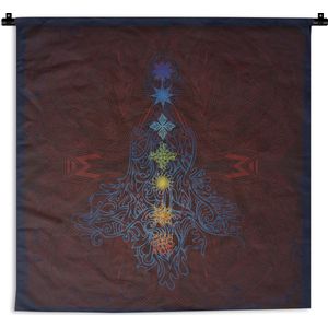 Wandkleed De Zeven Chakra's - Sierlijke illustratie van de zeven chakra's Wandkleed katoen 180x180 cm - Wandtapijt met foto