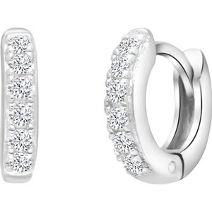 Lucardi Dames Oorringen Zirkonia - Oorbellen - Cadeau - Echt Zilver - Zilverkleurig