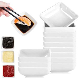 Keramische kommen set - 16 dip-schalen en kruidenborden - wit vierkant - sojasauskommen - perfect voor sauzen en snacks - specerijen bijgerechten - fruit - 73 cm Wasmachine- & Drogeraccessoires