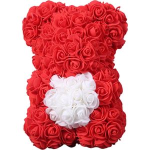 Livano Rozen Teddy Beertje - Valentijn Cadeautje Voor Haar & Hem - Rose Bear - Rozen Beer - Vrouw - Rood