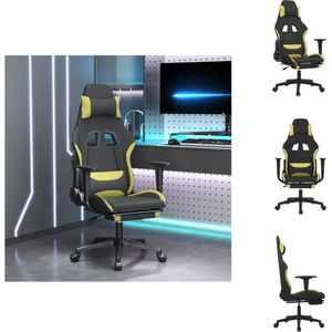 vidaXL Gamestoel - Massagefunctie - Verstelbare rugleuning - Duurzaam materiaal - Handig ontwerp - Stevig en stabiel frame - Kleur- zwart en lichtgroen - Afmetingen- 64 x 60 x (117 - 127) cm - vidaXL - Bureaustoel