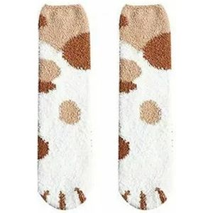 Warme winter sokken - katten pootjes - badstof 35-44 bruine stippen