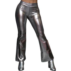 Flared legging/ Flared broek - Zilver - Maat M - Disco - Hippie - Festival