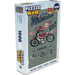 Puzzel Motor - Sport - Retro - Tekening - Legpuzzel - Puzzel 1000 stukjes volwassenen