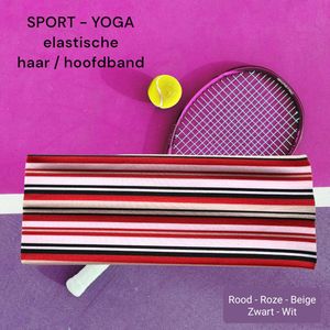 Haarband Hoofdband - 7,5 cm - 2 stuks - Rood Roze Beige Zwart Wit - Strepen - Casual Sport Yoga - Elastische Stof