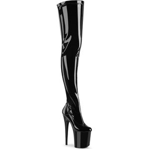 Pleaser - FLAMINGO-4000 Plateau Overknee Laarzen - US 8 - 38 Shoes - Zwart