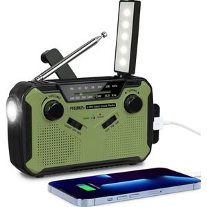 Goodivery® - Noodradio - Noodpakket - Noodrantsoen - Zonneradio met 3000 mAh Batterij - Noodradio met SOS Alarm/Toorts - 17x7x10cm - Groen