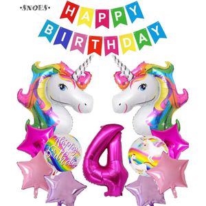 Snoes Helium Ballonnen Set 4 Jaar - Verjaardag Versiering - Folieballonnen - Happy Birthday Slinger
