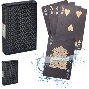 Relaxdays Pokerkaarten - 2 Decks - Poker Speelkaarten - Waterbestendig - Kaartspel - Zwart