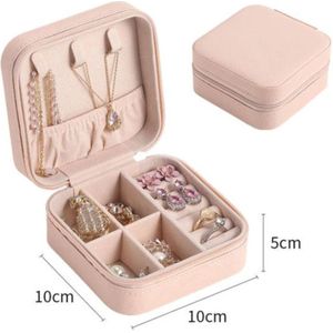 Luxe fluwelen sieradendoos compact rose / premium jewelry box / juwelendoos / sieraden kistje /kettingen, oorbellen, ringen, horloge / geschenk / cadeautje voor haar/ sieradendoosje