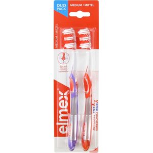 Elmex Anti-Caries InterX Tandenborstel Medium Duo Pack (Kleur : Violet - Oranje)