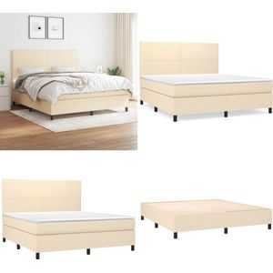 vidaXL Boxspring met matras stof crèmekleurig 180x200 cm - Boxspring - Boxsprings - Bed - Slaapmeubel