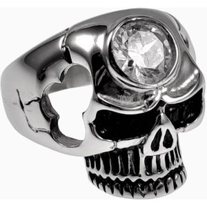 Schedel Ring Heren - Roestvrij Staal - Skull Ring - Schedelring met Zirkonia