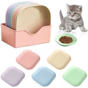 10 stuks kattenvoerbak, platte kattenvoerbak, kattenvoerbak, kattenvoerbak, kattenvoerbak, kattenvoerbak, voederbak kat voor kittens en katten met korte benen