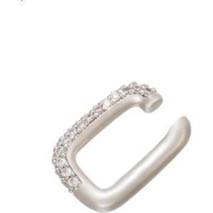 Jobo By JET – Diamond ear cuff - Piercing – Oorbellen - Zilverkleurig met strass steentjes - Per stuk - Earcuff