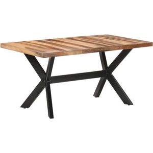 vidaXL - Eettafel - 160x80x75 - cm - massief - hout - met - honingkleurige - afwerking