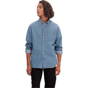 Selected Regrick-denim-new Shirt Met Lange Mouwen Blauw M Man