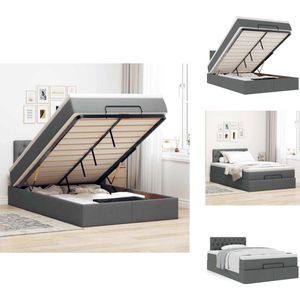 vidaXL Ottomaanse Bedframe - Ottomaanse Bedframes - Ottomaanse Bed - Ottomaanse Bedden - Bed met matras 120x190 cm stof donkergrijs