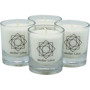 Witte lotus CHAKRA kaars, 30110, ca. 6 cm, set van 4, WIT