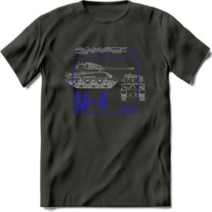 M4 Sherman leger T-Shirt | Unisex Army Tank Kleding | Dames / Heren Tanks ww2 shirt | Blueprint | Grappig bouwpakket Cadeau - Donker Grijs - S