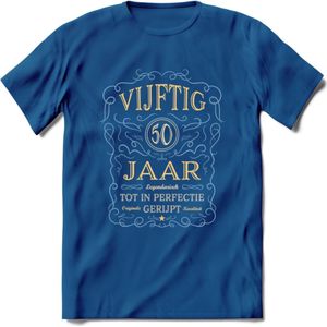 50 Jaar Legendarisch Gerijpt T-Shirt | Sky Blue - Ivoor | Grappig Verjaardag en Feest Cadeau Shirt | Dames - Heren - Unisex | Tshirt Kleding Kado | - Donker Blauw - L