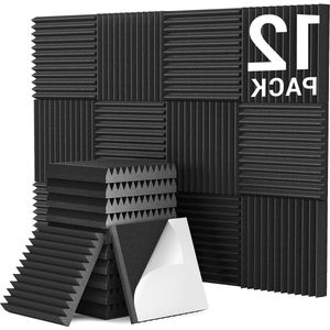 30×30×5 cm Zelfklevend Akoestisch Schuim Panelen voor Absorptie van Echo's - 12 Pack TONOR Geluidsabsorberend Schuim - Thuis en Studio Gebruik - Zwart acoustic panels