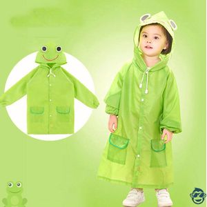 Regenjas / Poncho Coole Kikker voor kinderen 2-6 jaar (maat 120) | BoefieBoef | Polyester - regenponcho – regenpak ��– jas – regen – knutseljas – verkleedkleding – crazy frog – groen – 1 maat - kind - peuter - kleuter - carnaval