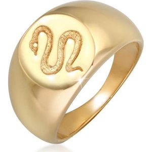 Elli PREMIUM Dames Ring Dames zegelring Slang Power Symbool Chunky in 925 Sterling Zilver Verguld