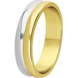 Lucardi Dames Zilveren ring 2-tone - Ring - 925 Zilver - Zilver- en Goudkleurig - 19 / 60 mm