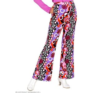 Widmann - Hippie Kostuum - In De Dans Groove Broek Seventies Vrouw - Paars, Roze - Large / XL - Carnavalskleding - Verkleedkleding