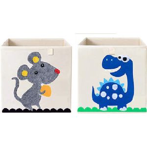 LITTLE-BUNNY 2 opbergmanden dinosaurus en muis 33x33x33cm past in de IKEA Kallax kast