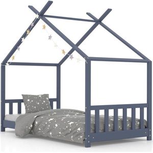 vidaXL - Kinderbedframe - massief - grenenhout - grijs - 70x140 - cm