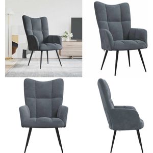 vidaXL Relaxstoel fluweel donkergrijs - Relaxstoel - Relaxstoelen - Fauteuil - Fauteuils