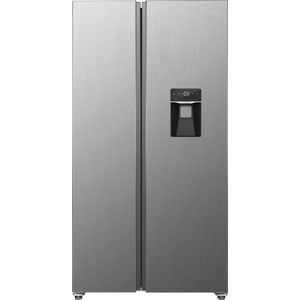 Exquisit SBS146-WS-040ES - Amerikaanse koelkast - Waterdispenser - Display - 439 liter - Zilver
