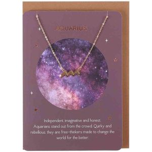 Something Different - Aquarius Star Sign Ketting - Met kaart - Goudkleurig