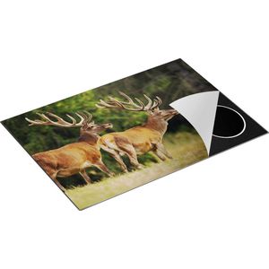 Chefcare Inductie Beschermer Twee Herten in het Bos met Grote Gewei - 77x51 cm - Afdekplaat Inductie - Kookplaat Beschermer - Inductie Mat