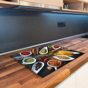 Inductiebeschermer kruiden en specerijen potten | 58.3 x 51.3 cm | Keukendecoratie | Bescherm mat | Inductie afdekplaat