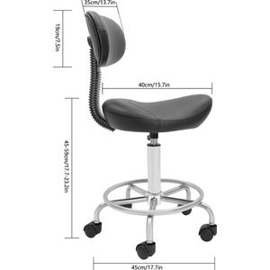 Collox Zadelkruk met rugleuning - Barstoel - Hefzadelkruk - In hoogte verstelbaar - Draaibaar 360 graden - Maximaal draagvermogen 150 kg - Zwart
