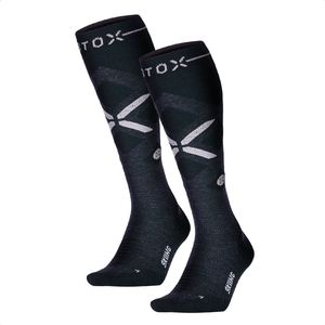 STOX Energy Socks - 2 Pack Skisokken voor Vrouwen - Premium Compressiesokken - Kleur: Donkerblauw/Roze - Maat: Large - 2 Paar - Voordeel