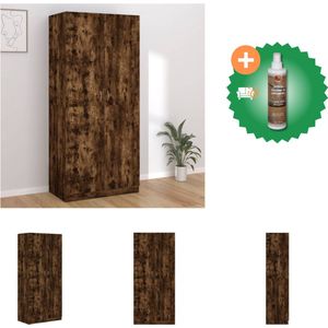 vidaXL Kledingkast 90x52x200 cm bewerkt hout gerookt eikenkleurig - Kast - Inclusief Houtreiniger en verfrisser